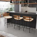 Ver imagem 2 de Kit 02 Banquetas Costela Corino Bege Base Metálica Preto - D’Rossi