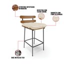 Ver imagem 7 de Kit 02 Banquetas Costela Corino Bege Base Metálica Preto - D’Rossi