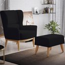 Ver imagem 2 de Poltrona Decorativa Fixa Base de Madeira Milena D02 Veludo Preto B-300 - Lyam Decor