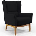 Ver imagem 1 de Poltrona Decorativa Fixa Base de Madeira Milena D02 Veludo Preto B-300 - Lyam Decor