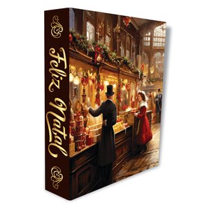 Caixa Livro Decor Natal Aquarela Vintage - Grande 24x32x5cm
