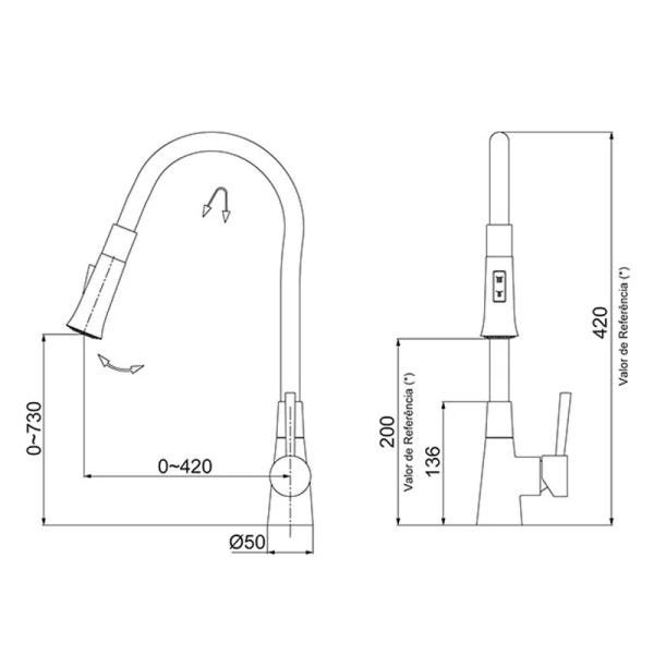 Torneira Misturador Monocomando Lorenzetti Lorenflex G27 Cinza - 5