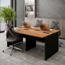 Ver imagem 1 de Plataforma de Trabalho 4 Lugares 1,80m X 1,20m Pé Painel F5 Cor:nogal com Preto