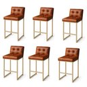 Ver imagem 1 de Banqueta Cozinha Alta com Encosto Industrial Kit 6 Champanhe Lirina Pu C05 - D'rossi