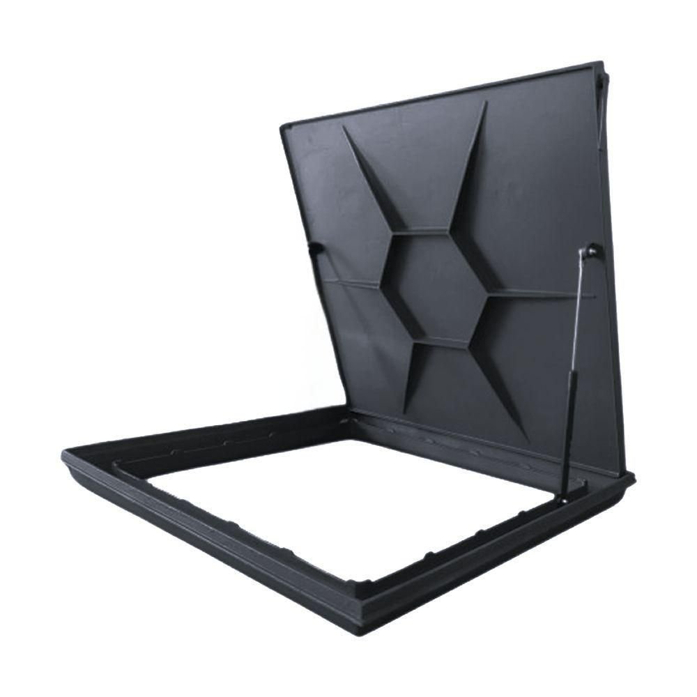 Tampão Tampa Casa Máquinas Piscina 80x80 com Amortecedor Canaleta Invisível Preto - 1