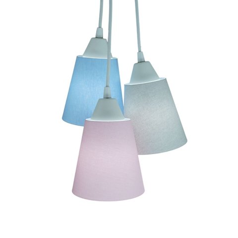 Lustre Pendente Luminária Quarto Bebê Rosa, Azul E Cinza