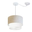Ver imagem 1 de Pendente Cilindrico Com Desvio de Centro Vivare Md-4358 Cupula Tecido 30x25cm - Linho Bege / Branco