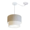 Ver imagem 1 de Pendente Cilindrico Com Desvio de Centro Vivare Md-4358 Cupula Tecido 30x25cm - Linho Bege