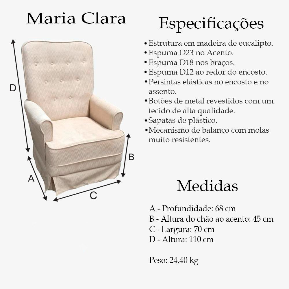 Poltrona Amamentação Maria Clara Cor 301 Decor Loppes Poltrona Amamentacão Balanço Decorativa Quarto - 7