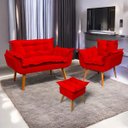 Ver imagem 1 de Kit Namoradeira Poltrona e Puff Decorativo para Sala Manicure Consultório Alice Suede