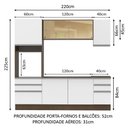 Ver imagem 4 de Armário de Cozinha Completa 220cm Rustic/Branco Glamy Madesa 01
