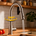 Ver imagem 7 de Torneira Misturador Monocomando Cozinha Gourmet de Bancada Extensível Aço Inox 304 Prata Brinovar