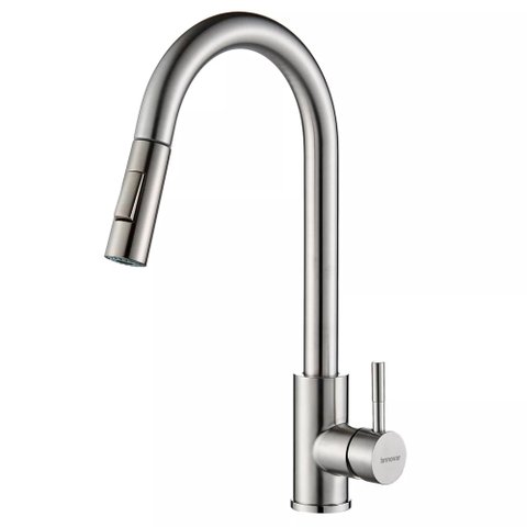 Torneira Misturador Monocomando Cozinha Gourmet de Bancada Extensível Aço Inox 304 Prata Brinovar