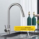 Ver mais imagens de Torneira Misturador Monocomando Cozinha Gourmet de Bancada Extensível Aço Inox 304 Prata Brinovar