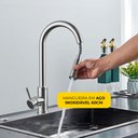 Ver imagem 5 de Torneira Misturador Monocomando Cozinha Gourmet de Bancada Extensível Aço Inox 304 Prata Brinovar