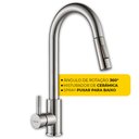 Ver imagem 3 de Torneira Misturador Monocomando Cozinha Gourmet de Bancada Extensível Aço Inox 304 Prata Brinovar