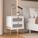 Ver imagem 1 de Mesa de Cabeceira Moderna Titanium com Fino Acabamento 45cm - Branco / Dourado