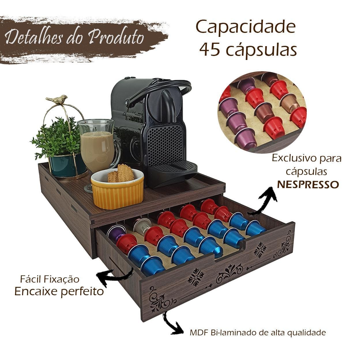 Bandeja para Cápsulas Nespresso para 45 Capsulas Café Chá - 3