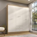 Ver imagem 1 de Guarda Roupa Casal 6 Portas 2 Gavetas Touch - Freijó/off White