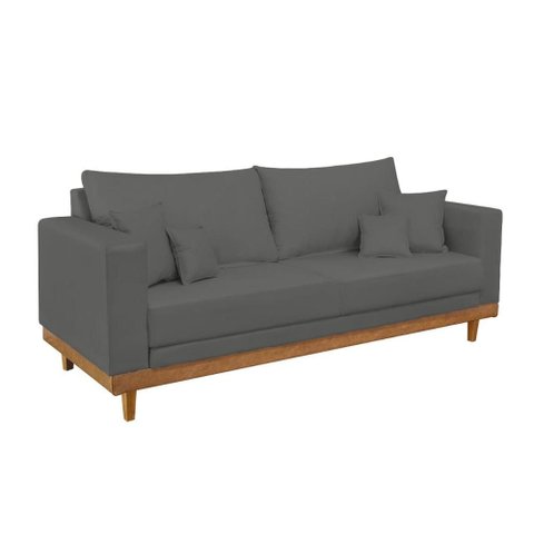 Sofá Living 2 Lugares Suede Resistente Madeira e Almofadas