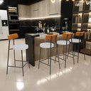 Ver imagem 2 de Kit 06 Banquetas Baixa Cozinha e Sala Jantar Bancada Milão L02 Couríssimo Whisky Cinza - lyam decor