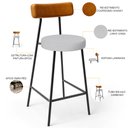 Ver imagem 4 de Kit 06 Banquetas Baixa Cozinha e Sala Jantar Bancada Milão L02 Couríssimo Whisky Cinza - lyam decor