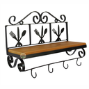 Ver imagem 3 de Prateleira Parede Talher Porta Condimentos e Temperos  para Cozinha Ferro e Madeira