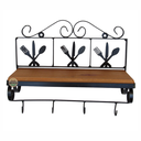 Ver imagem 4 de Prateleira Parede Talher Porta Condimentos e Temperos  para Cozinha Ferro e Madeira