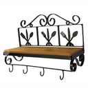 Ver imagem 2 de Prateleira Parede Talher Porta Condimentos e Temperos  para Cozinha Ferro e Madeira