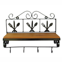 Ver imagem 1 de Prateleira Parede Talher Porta Condimentos e Temperos  para Cozinha Ferro e Madeira