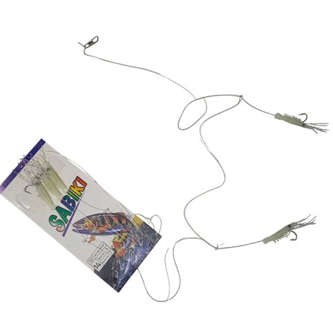 Isca Artificial Pesca Sabiki 5 Camarao Fluorescente Lambari Robalo Tainha Mar Rio Lago Mangue Pescar