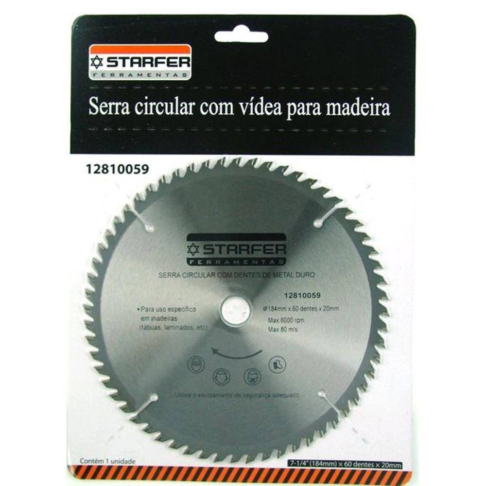 Serra circular Widea de 7.1/4 X 20mm com 60 dentes - Starfer - 2