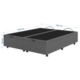 Base Cama Box Baú Casal King Size Linho Cinza SkyBox - 2