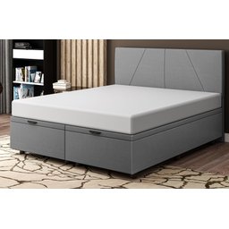 Base Cama Box Baú Casal King Size Linho Cinza SkyBox - 1