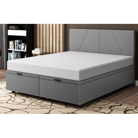 Base Cama Box Baú Casal King Size Linho Cinza SkyBox
