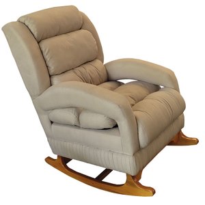 Poltrona Amamentação Liz de Balanço Suede Bege Rosado - Dominic Decor