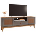 Ver imagem 2 de Rack Bancada Tv 60 Pol 160cm Pé Madeira Dalva Cinza/cedro C14 - Mpozenato