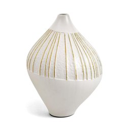 Vaso Geometrico em Ceramica Branco com Dourado 31cm Mart - 1