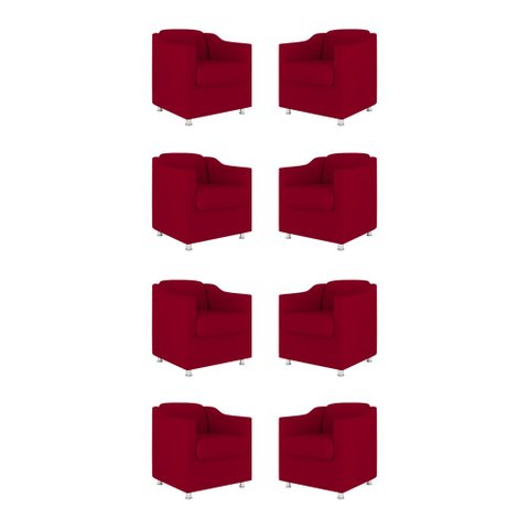 Kit 8 Poltronas Tilla Decorativas Consultório Sala Tecido Suede Cor:Vermelho