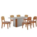 Ver imagem 2 de Mesa de Jantar Isadora 180cm Tampo Mdf Vidro com 6 Cadeiras Lin Capuccino /off /naturale /serig Off