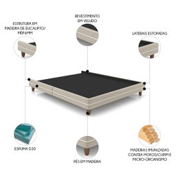 Cama King Base Box 195cm Many P02 Veludo Bege - Mpozenato - 3