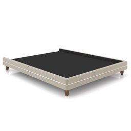 Cama King Base Box 195cm Many P02 Veludo Bege - Mpozenato - 1