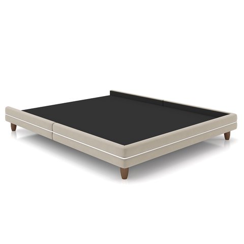 Cama King Base Box 195cm Many P02 Veludo Bege - Mpozenato