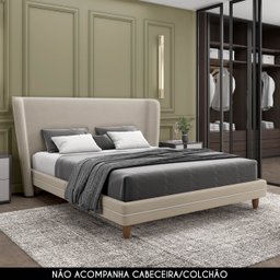 Cama King Base Box 195cm Many P02 Veludo Bege - Mpozenato - 2