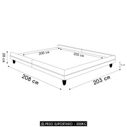 Cama King Base Box 195cm Many P02 Veludo Bege - Mpozenato - 4