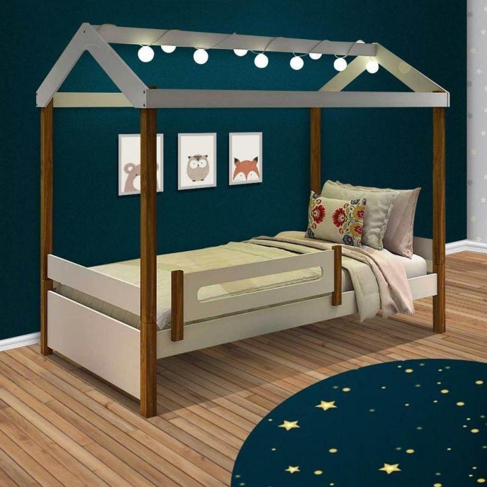 Cama Montessoriana Solteiro Com Led Eliz Branca - 1