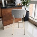 Ver imagem 4 de Banqueta Decorativa Elegance Recepção Gormet Base Champanhe Boucle Cinza - Montanaris Decor