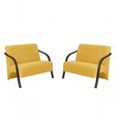Ver imagem 1 de Kit 2 Poltronas 2 Lugares Vênus Suede Braço Madeira
