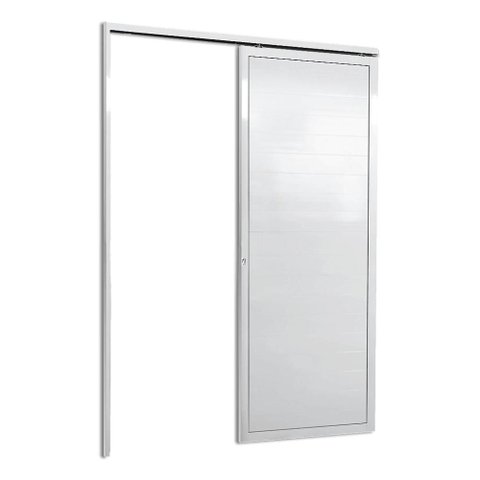 Porta de Correr Alumínio Branco Parede 1 Folha Lambril Maxx - 215x75