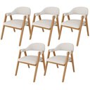 Ver imagem 1 de Kit 05 Cadeiras de Jantar e Estar Living Estofada Nadja L02 Bouclê Cru - Lyam Decor